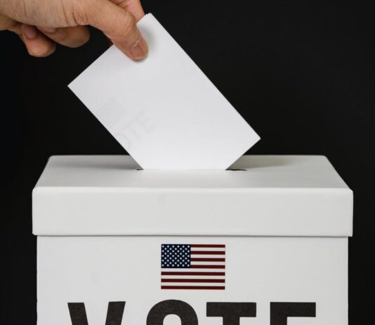 Early Vote by Machine! New for 2021. photo of person dropping a vote